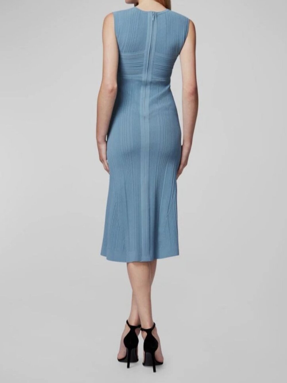 NWT Herve Leger Twisted Bust Variegated Rib Midi XXS Abalone